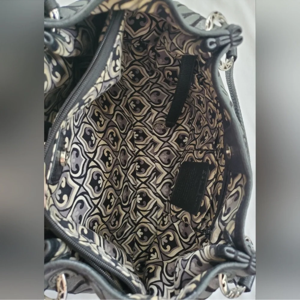 Brighton Valencia Gunmetal Pewter Floral Hobo Shoulder Handbag